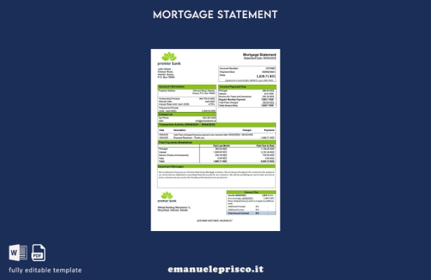 stile verificato Modello di estratto conto mutuo Kenya Premier Bank Kenya Modell
